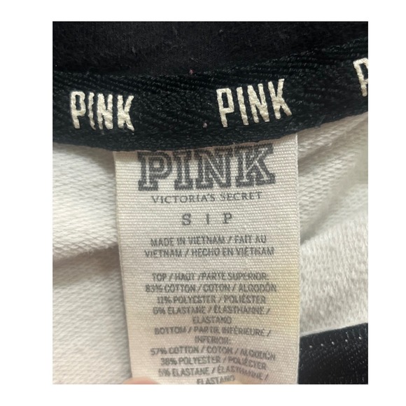 Victoria's Secret Pink 1/4 Zip White Gray Athleisure Sweatshirt Small Read‎ - Picture 3 of 5